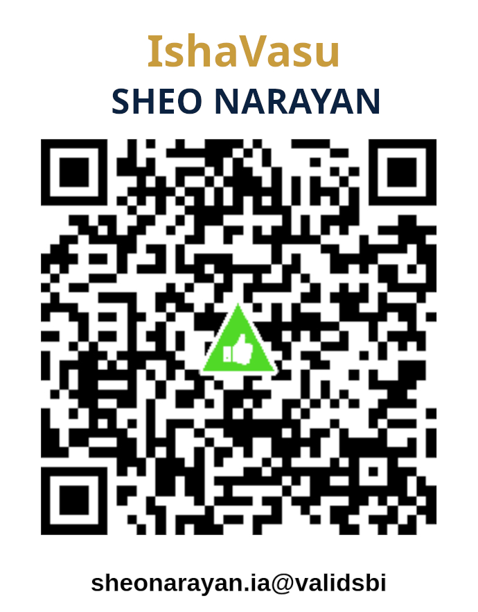 UPI QR code for payment to IshaVasu — Sheo Narayan. UPI ID: sheonarayan.ia@validsbi